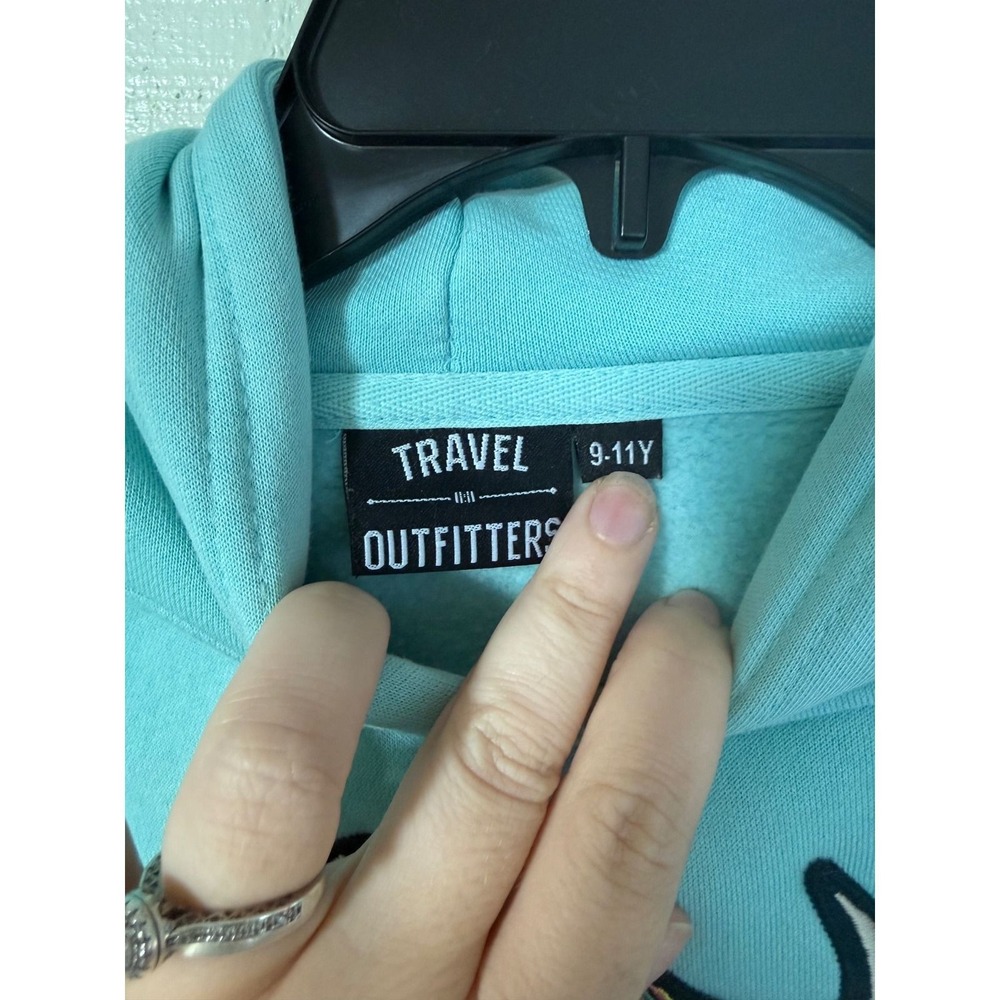 Travel Outfitters Scotland Highland Cow Embroidered Hoodie Aqua Blue Kids 9-11Y - Picture 4 of 5